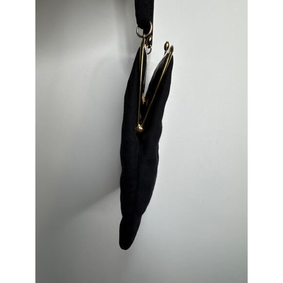 Vintage 1940s Ingber Black Fabric Evening Bag w/ Bow Handle & Gold Frame - Picture 12 of 16